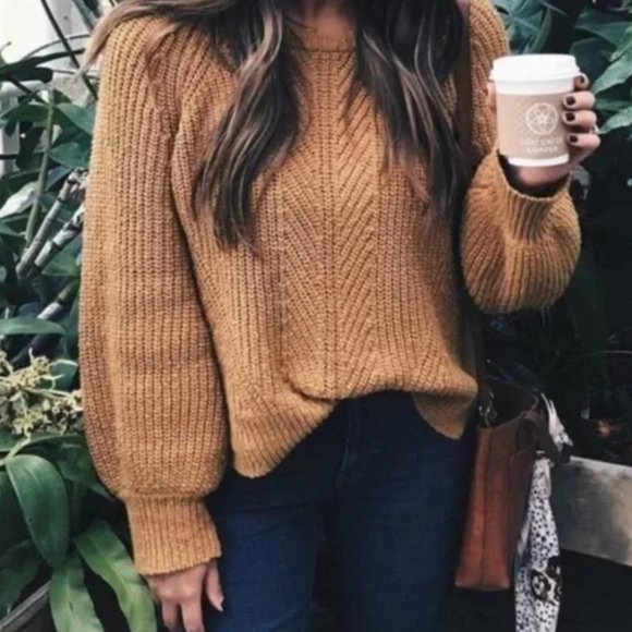 Madewell Sweaters - Madewell Balloon-Sleeve Pullover Sweater Egyptian Gold Small